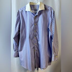 Brooks Brothers‎ Striped White Collar Regular Fit Long Sleeve Dress Shirt 16 2/3